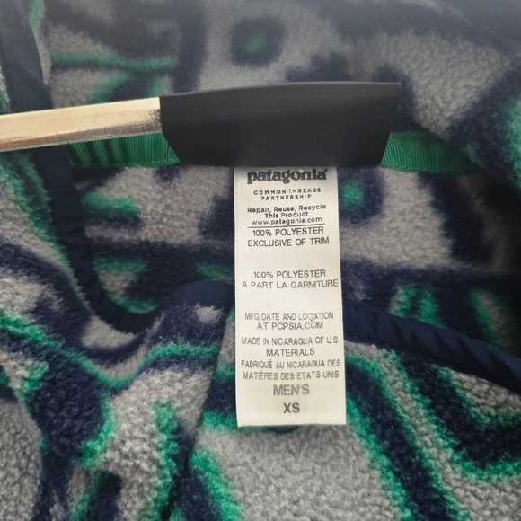 Patagonia Synchilla Snap-T Fleece Montana Siete Green Geometric Print Mens XS